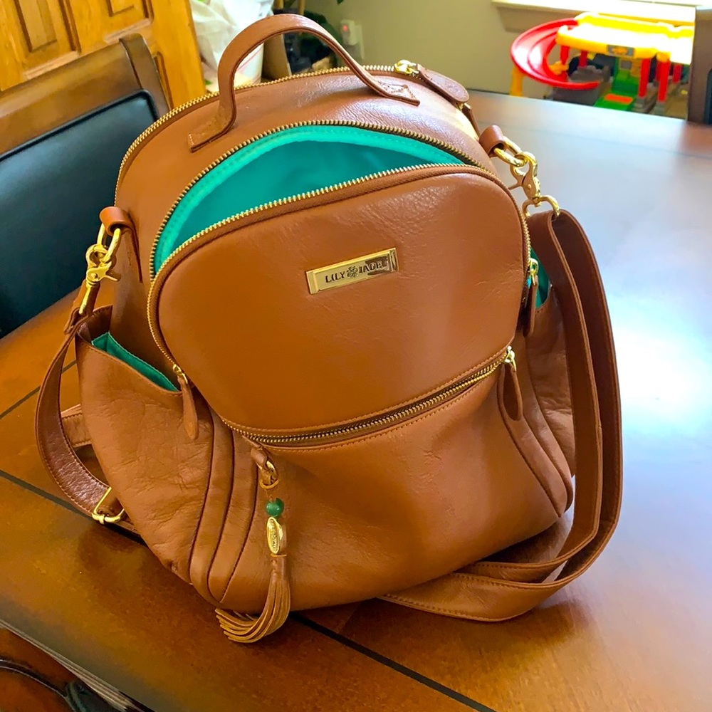 Lily jade camel Anna medium backpack diaper bag